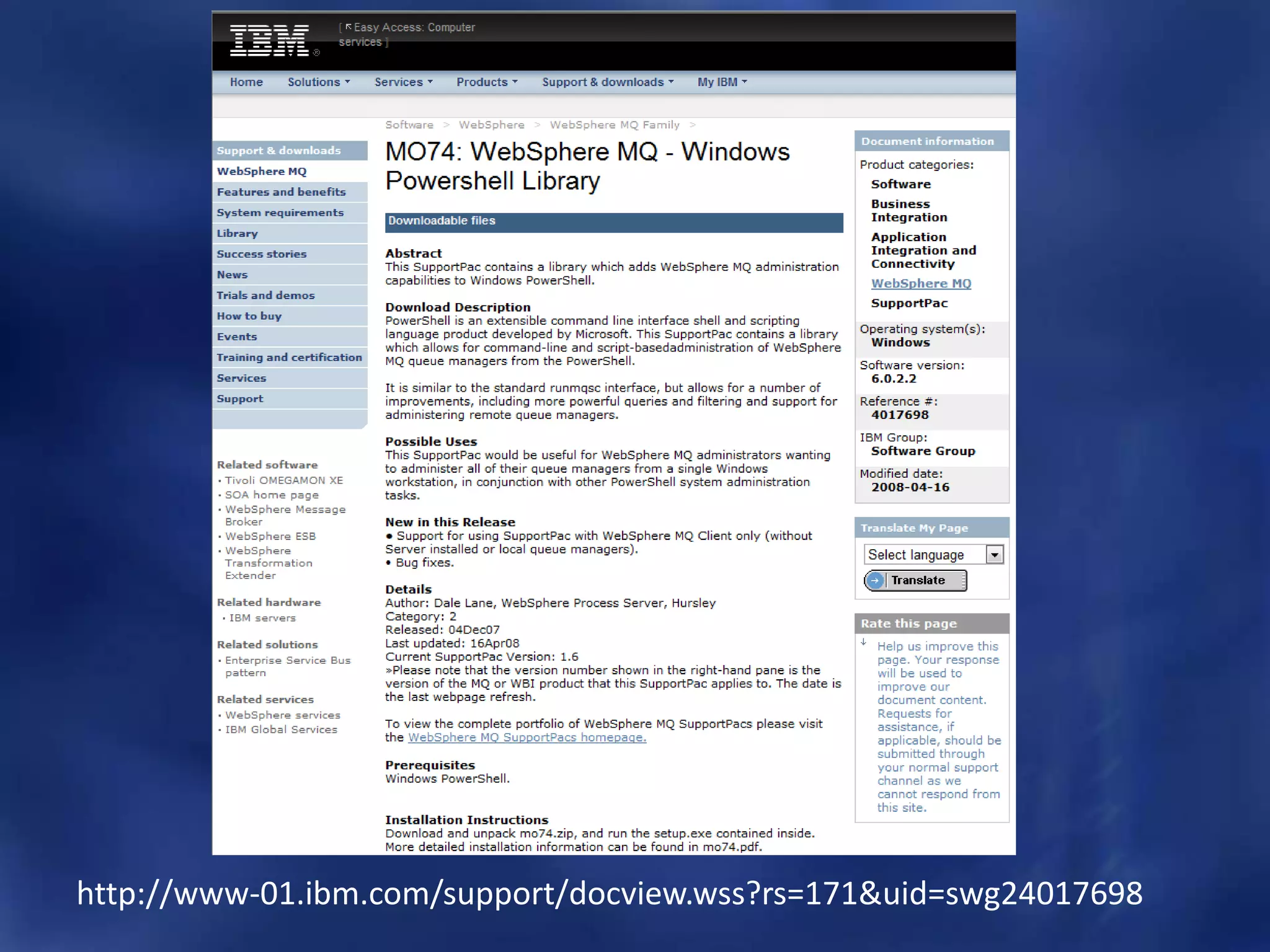 http://www-01.ibm.com/support/docview.wss?rs=171&uid=swg24017698