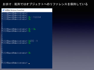 おまけ：配列ではオブジェクトへのリファレンスを保持している
 