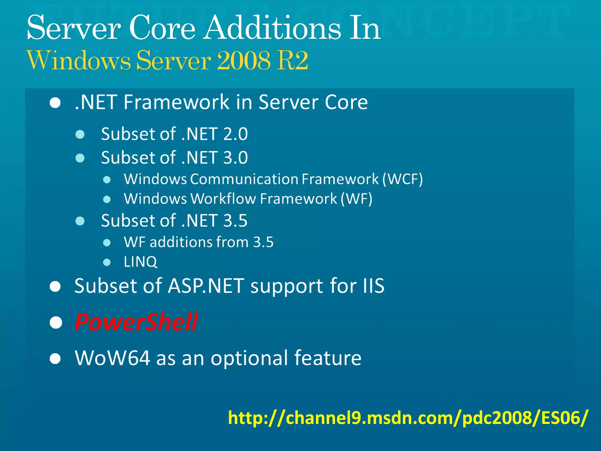 http://channel9.msdn.com/pdc2008/ES06/ 