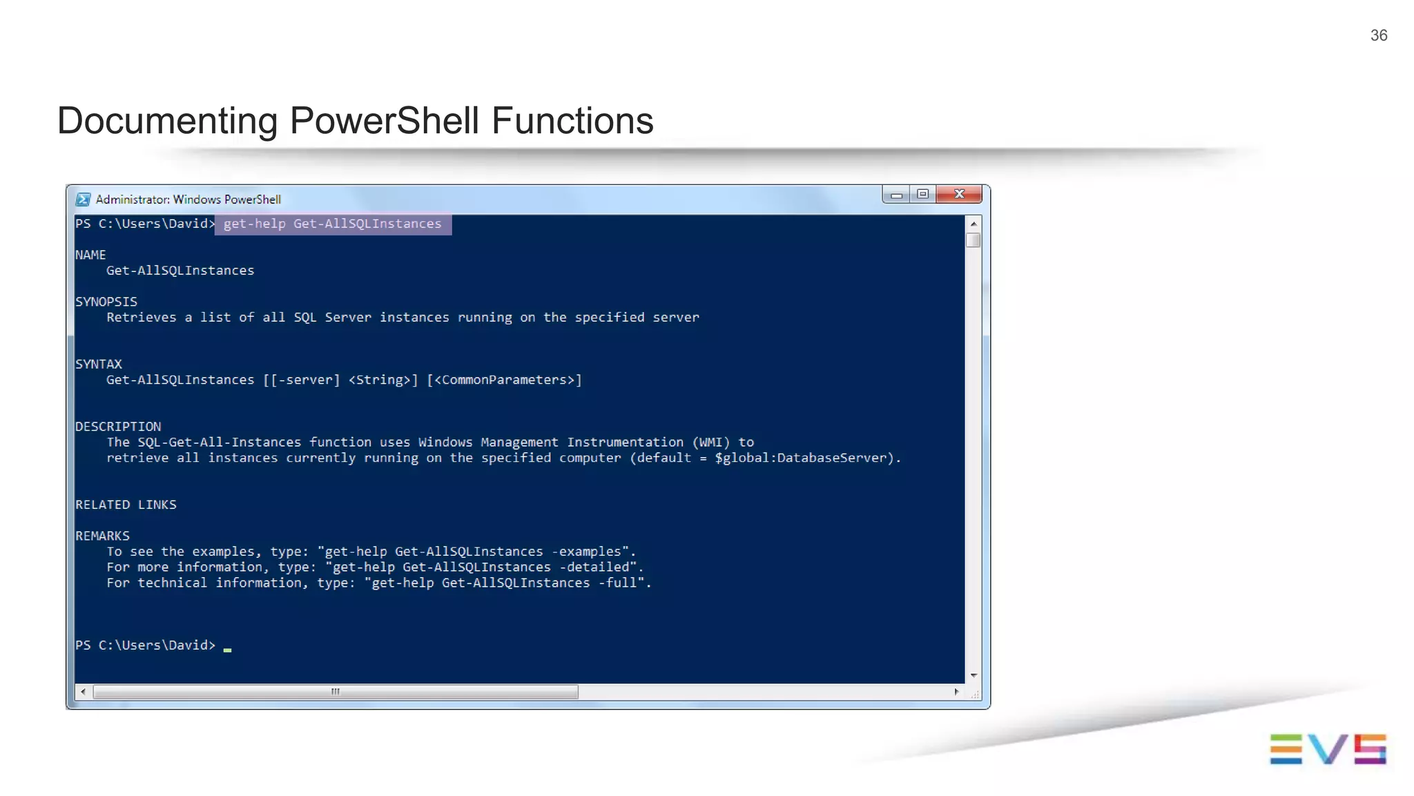 36
Documenting PowerShell Functions
 