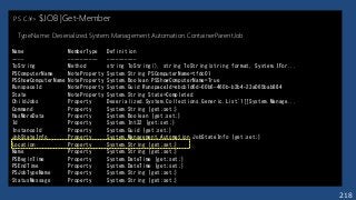 218
PS C:¥> $JOB |Get-Member
TypeName: Deserialized.System.Management.Automation.ContainerParentJob
Name MemberType Definition
---- ---------- ----------
ToString Method string ToString(), string ToString(string format, System.IFor...
PSComputerName NoteProperty System.String PSComputerName=tfdc01
PSShowComputerName NoteProperty System.Boolean PSShowComputerName=True
RunspaceId NoteProperty System.Guid RunspaceId=ebcb1d6d-60b6-460b-b2b4-23a065bab884
State NoteProperty System.String State=Completed
ChildJobs Property Deserialized.System.Collections.Generic.List`1[[System.Manage...
Command Property System.String {get;set;}
HasMoreData Property System.Boolean {get;set;}
Id Property System.Int32 {get;set;}
InstanceId Property System.Guid {get;set;}
JobStateInfo Property System.Management.Automation.JobStateInfo {get;set;}
Location Property System.String {get;set;}
Name Property System.String {get;set;}
PSBeginTime Property System.DateTime {get;set;}
PSEndTime Property System.DateTime {get;set;}
PSJobTypeName Property System.String {get;set;}
StatusMessage Property System.String {get;set;}
 