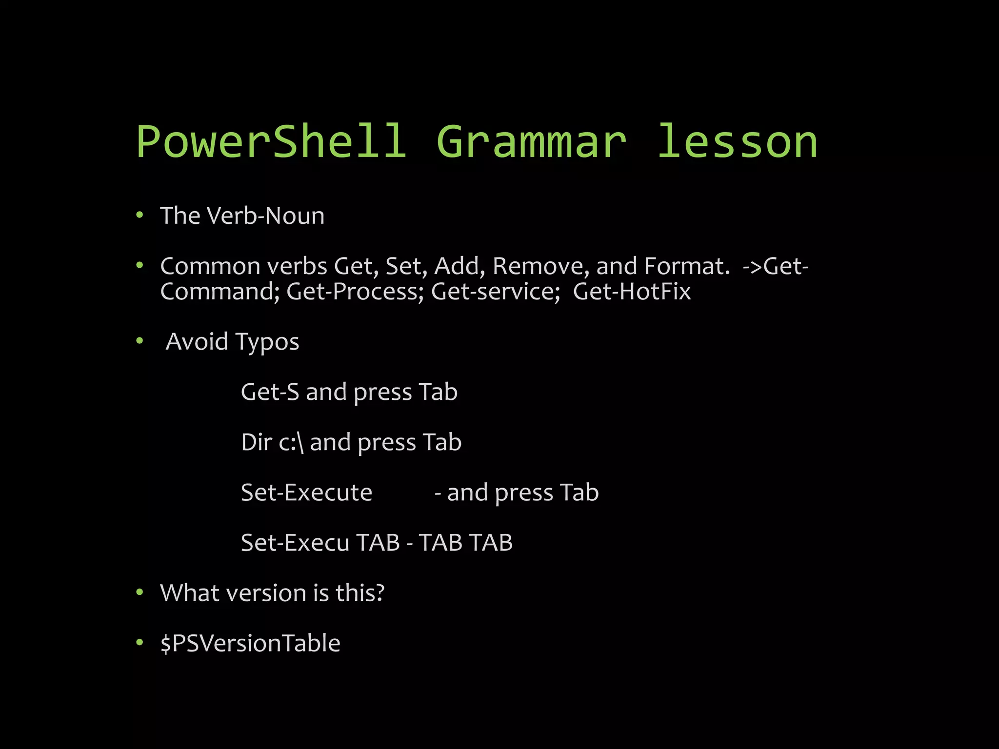 Power shell v3 session1 | PPT | Free Download