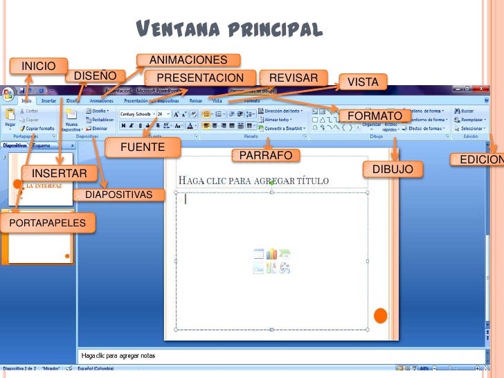 Resultado de imagen para ventana principal de power point