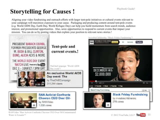 12© 2012 YouTube, LLC!
Playbook Guide!
InvisiblePeople.tv features videos of individual
homeless people sharing their own ...