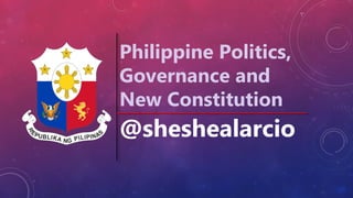 @sheshealarcio
Philippine Politics,
Governance and
New Constitution
 
