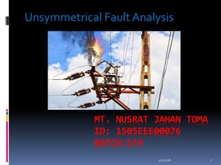MT. NUSRAT JAHAN TOMA
ID: 1505EEE00076
BATCH:5TH
Unsymmetrical Fault Analysis
4/5/2018 1
 