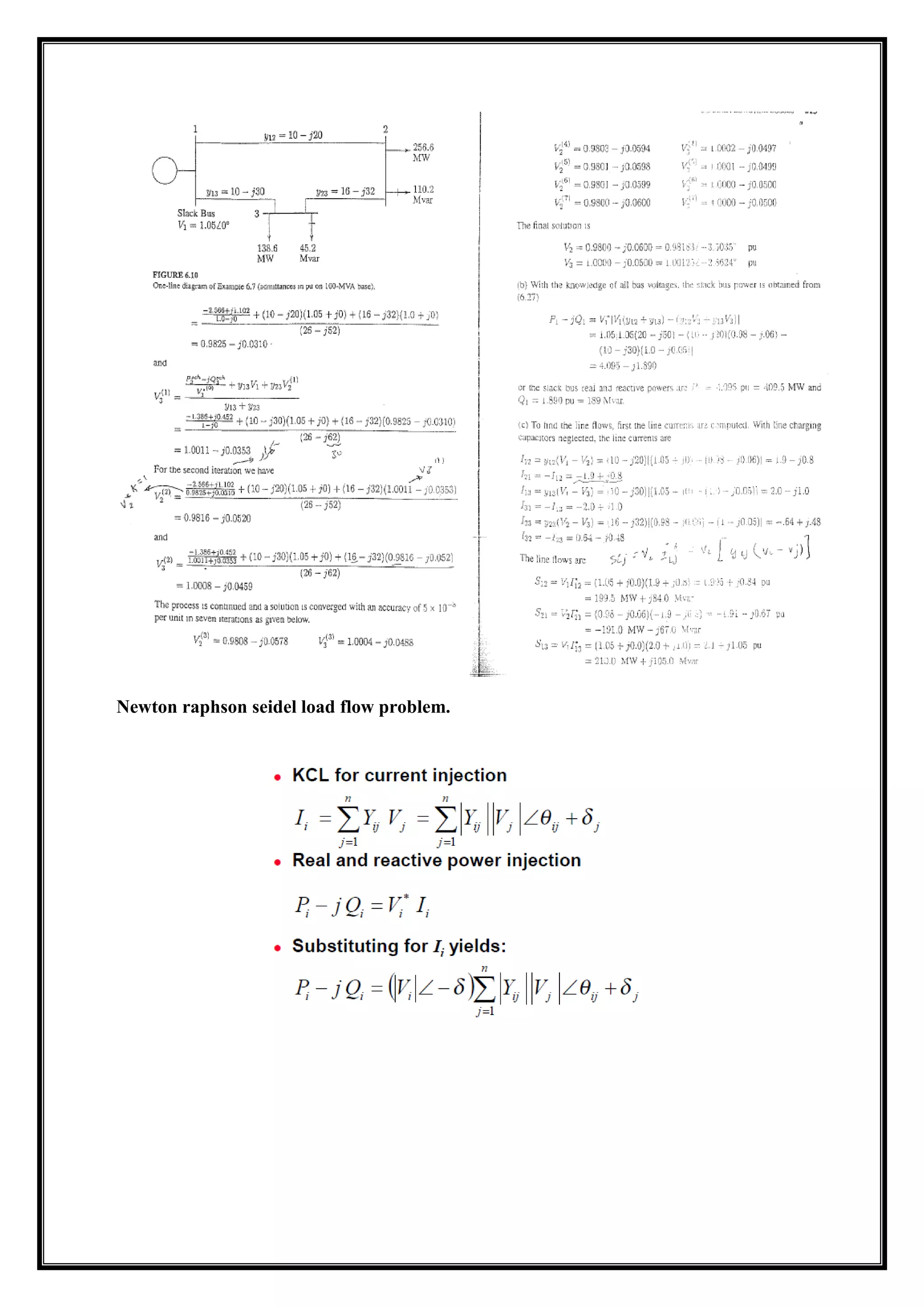 Newton raphson seidel load flow problem.
 