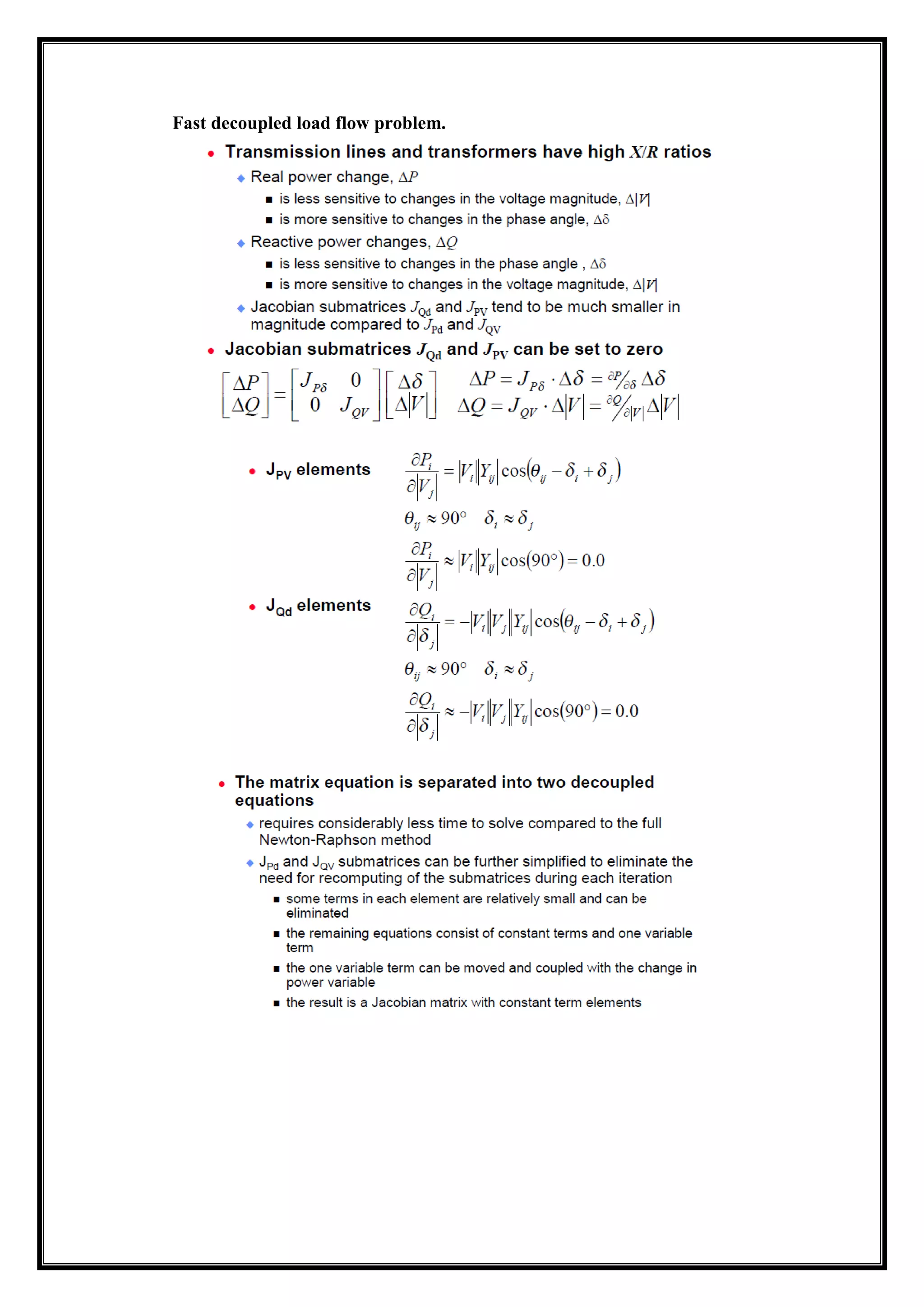 Fast decoupled load flow problem.
 