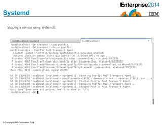 © Copyright IBM Corporation 2014
Systemd
Stoping a service using systemctl:
 