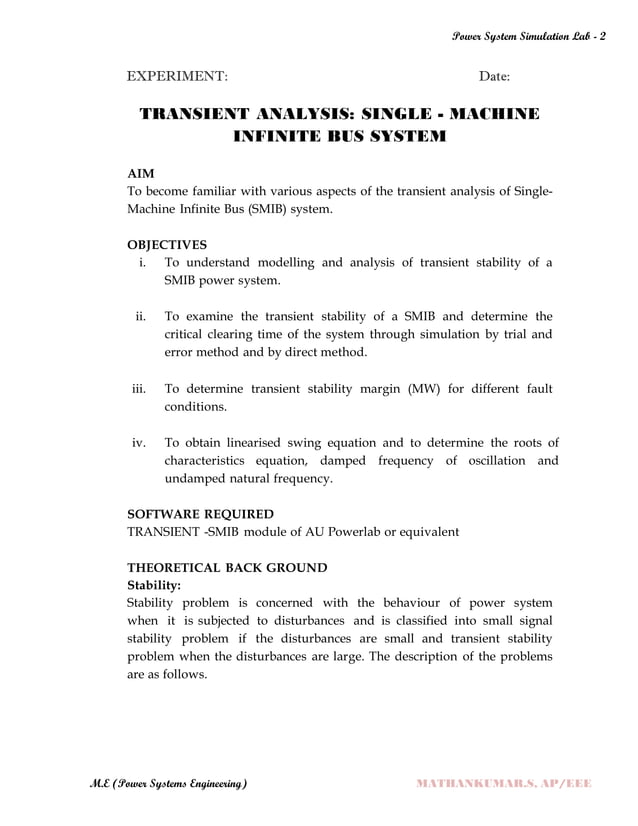 POWER SYSTEM SIMULATION 2 LAB MANUAL (ELECTRICAL ENGINEERING POWER
