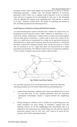 POWER SYSTEM SIMULATION - 2 LAB MANUAL (ELECTRICAL ENGINEERING - POWER ...