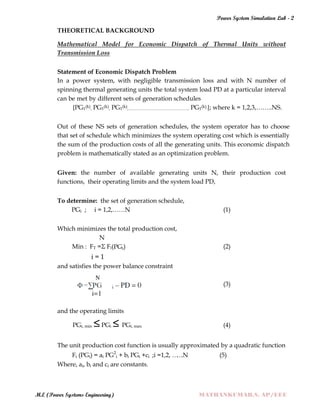 POWER SYSTEM SIMULATION - 2 LAB MANUAL (ELECTRICAL ENGINEERING - POWER ...