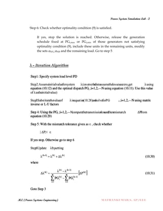 POWER SYSTEM SIMULATION - 2 LAB MANUAL (ELECTRICAL ENGINEERING - POWER ...