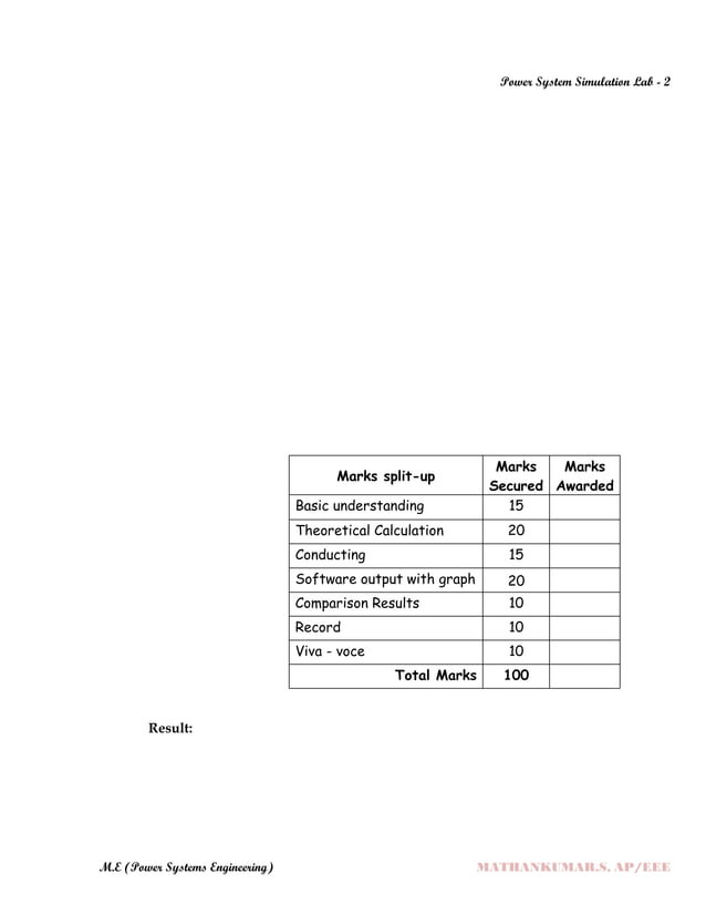 POWER SYSTEM SIMULATION 2 LAB MANUAL (ELECTRICAL ENGINEERING POWER