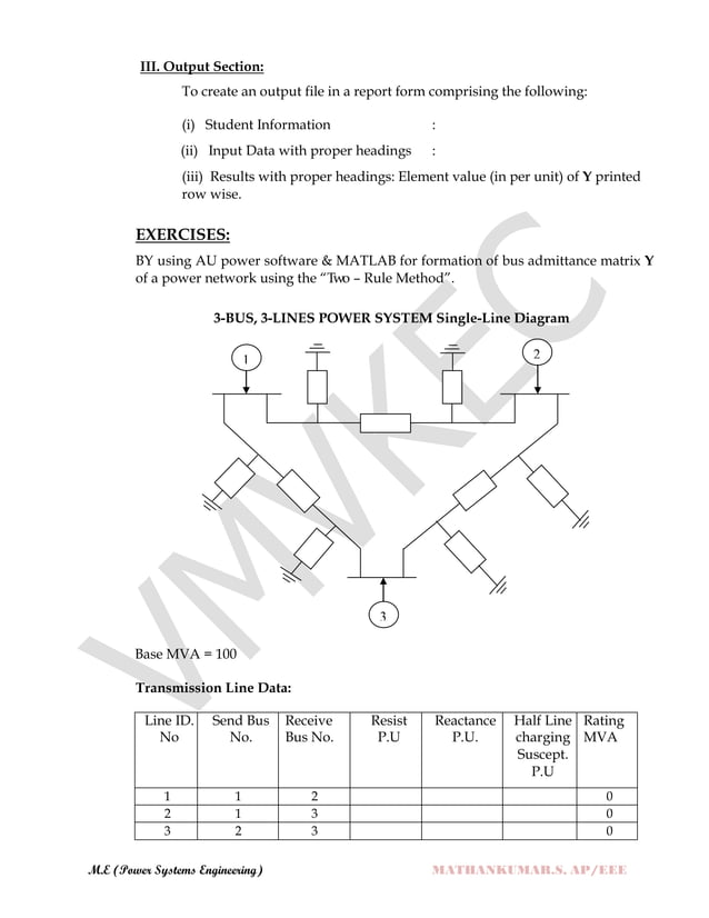 POWER SYSTEM SIMULATION LAB-1 MANUAL (ELECTRICAL - POWER SYSTEM ...