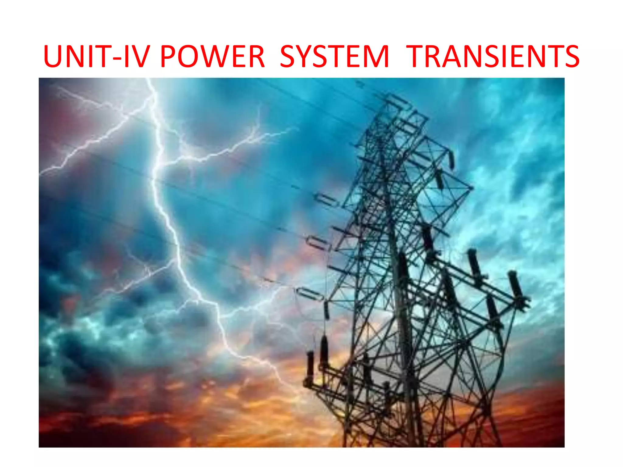 UNIT-IV POWER SYSTEM TRANSIENTS
 