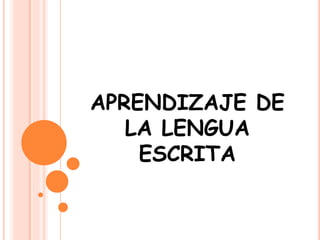 APRENDIZAJE DE
LA LENGUA
ESCRITA
 