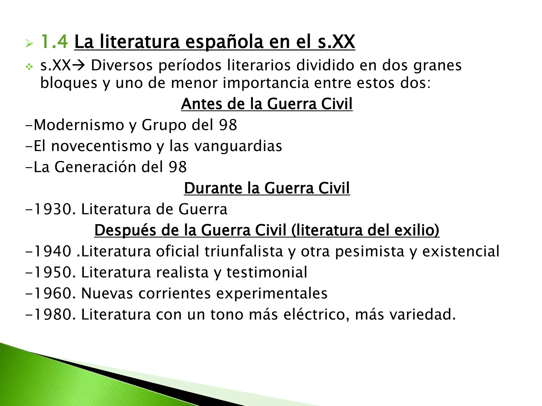1.4La literatura española en el s.XX