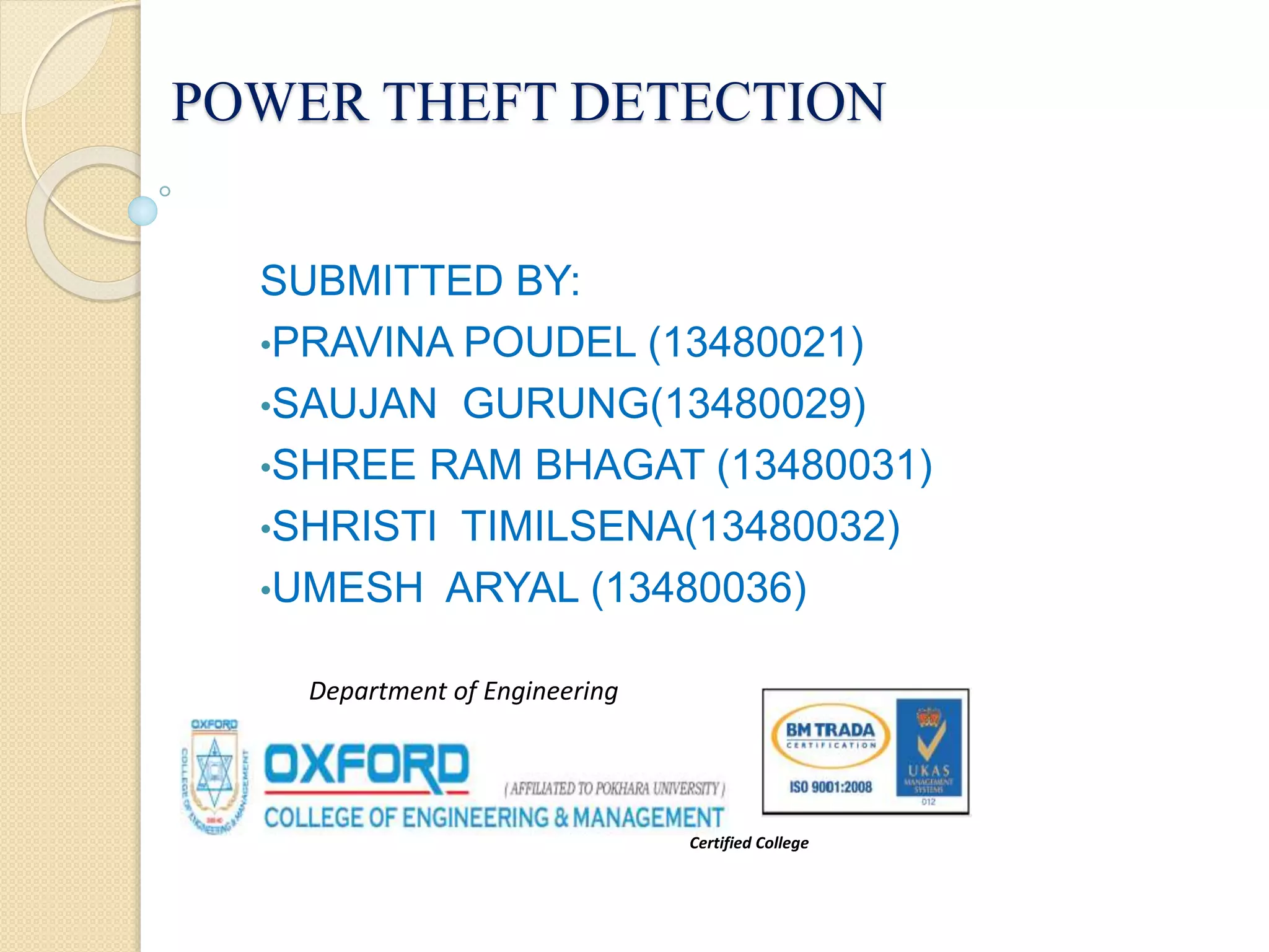 Power theft detection PPT
