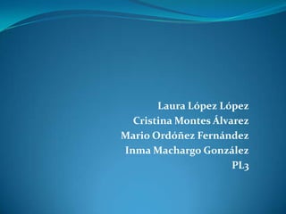 Laura López López
Cristina Montes Álvarez
Mario Ordóñez Fernández
Inma Machargo González
PL3

 