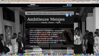 Laat ‘wankelmoed’ onderdeel zijn van je ambitie.
Durf af te wijken van je geijkte (carrière) pad.
Gun jezelf het ongemak van de twijfel
en het plezier van nieuwe ontdekkingen.
Vertrouw op je innerlijk kompas.
Wees vooral niet bang om onderweg te verliezen,
want dat maakt ruimte om te winnen.
Lotte Rensen
 