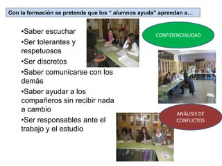 Amparar a compañeros poco integrados.