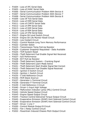 Full Powertrain Trouble Code List (PXXXX) | PDF
