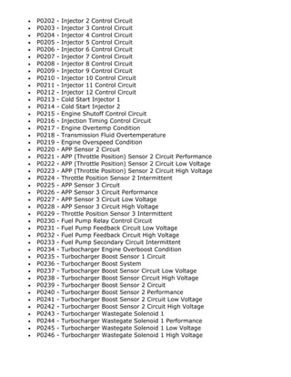 Full Powertrain Trouble Code List (PXXXX) | PDF