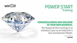 CONGRATULATIONS AND WELCOME
TO YOUR OWN BUSINESS.
The Scope of this training is to
introduce you to an Industrie’s
new distribution Model.

 