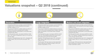 18 Power transactions and trends Q2 2018
Americas
Valuations snapshot – Q2 2018 (continued)
► Companies traded at an avera...