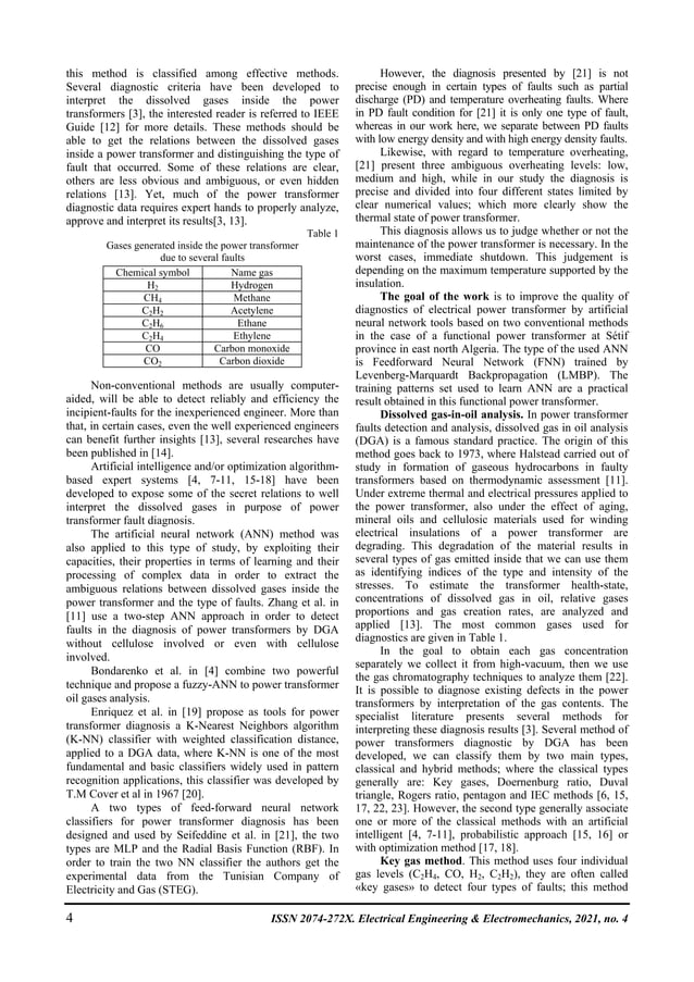 Power transformer faults diagnosis using undestructive methods and ann