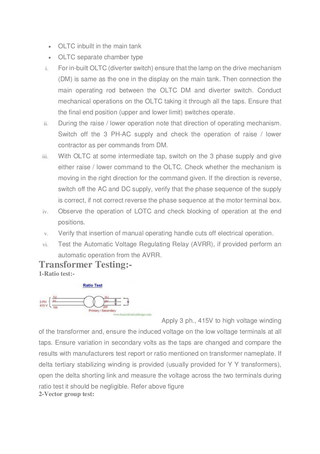 Power transformer testing and commissioning guidelines r