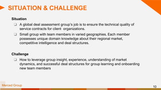 SITUATION & CHALLENGE
Situation
❏ A global deal assessment group’s job is to ensure the technical quality of
service contr...