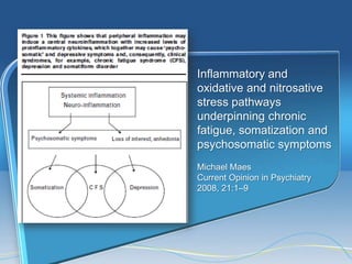 Inflammatory and
oxidative and nitrosative
stress pathways
underpinning chronic
fatigue, somatization and
psychosomatic symptoms
Michael Maes
Current Opinion in Psychiatry
2008, 21:1–9
 