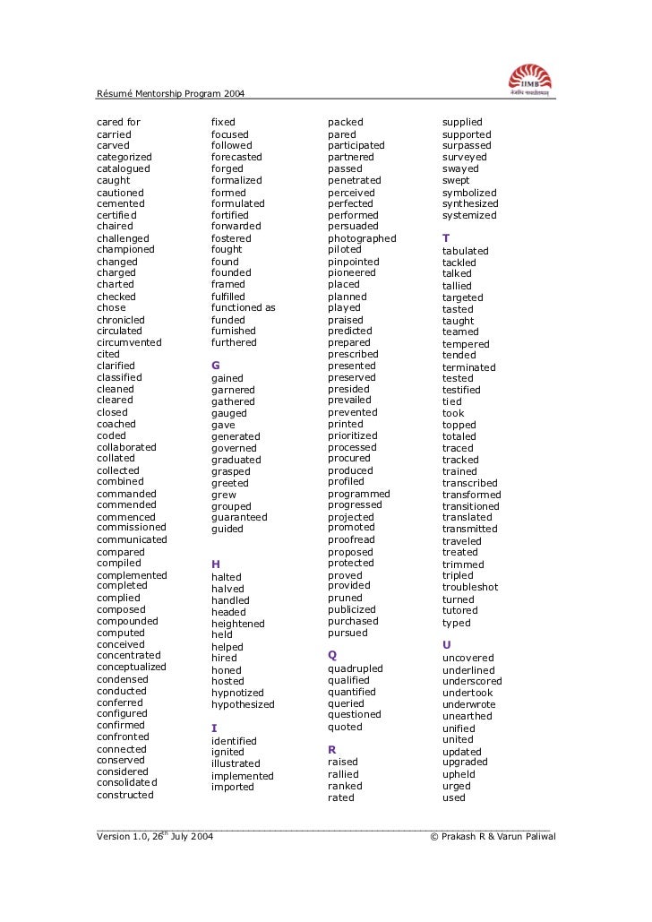 power verbs for resumes