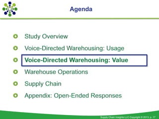 Agenda




         Supply Chain Insights LLC Copyright © 2013, p. 17
 