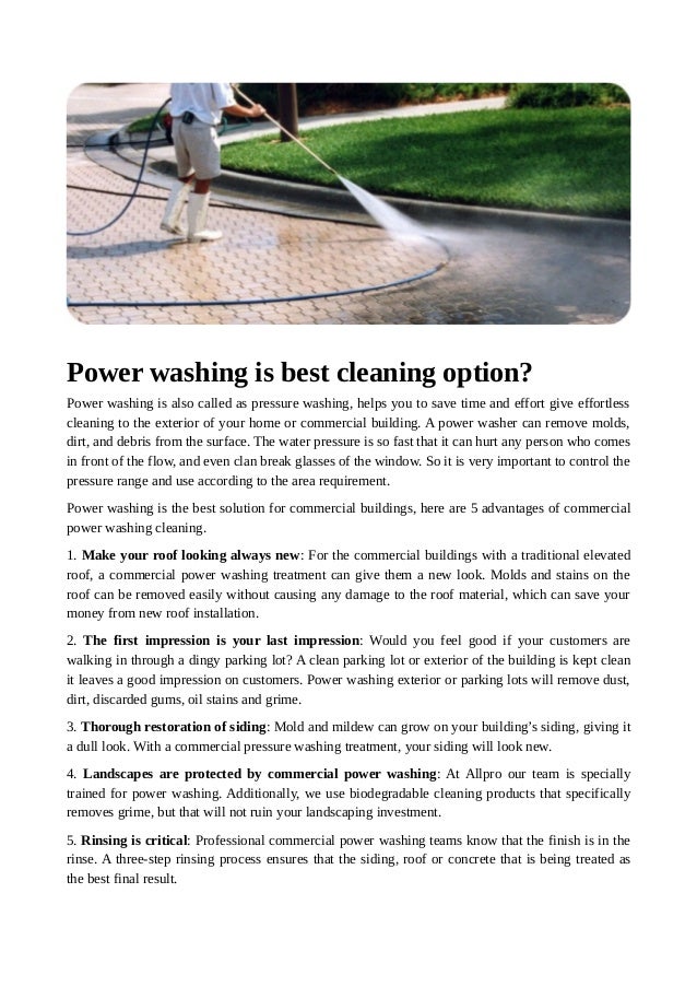 Power washing is best cleaning option?