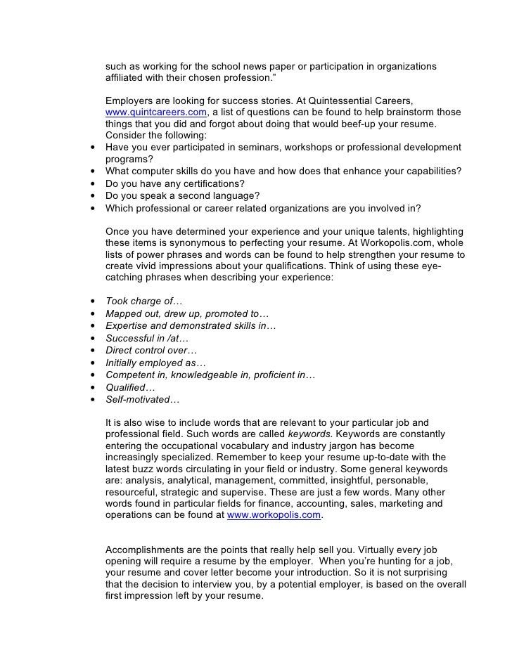 power words for cover letter