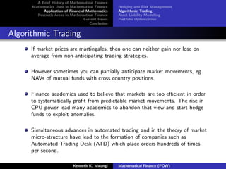 Strategy Math Vs Finance Math Financial Mathematics | PDF