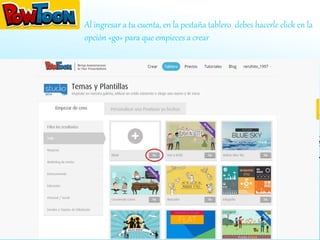 Al ingresar a tu cuenta, en la pestaña tablero debes hacerle click en la
opción «go» para que empieces a crear
 