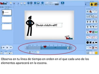 Observa en tu línea de tiempo en orden en el que cada uno de los
elementos aparecerá en la escena.
 