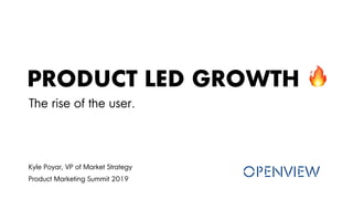PRODUCT LED GROWTH
The rise of the user.
Kyle Poyar, VP of Market Strategy
Product Marketing Summit 2019
 