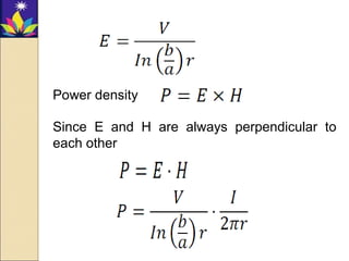 Power density
Since E and H are always perpendicular to
each other
 