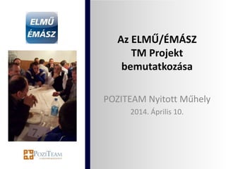 Az ELMŰ/ÉMÁSZ
TM Projekt
bemutatkozása
POZITEAM Nyitott Műhely
2014. Április 10.
 