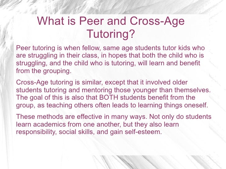 Peer and crossage tutoring