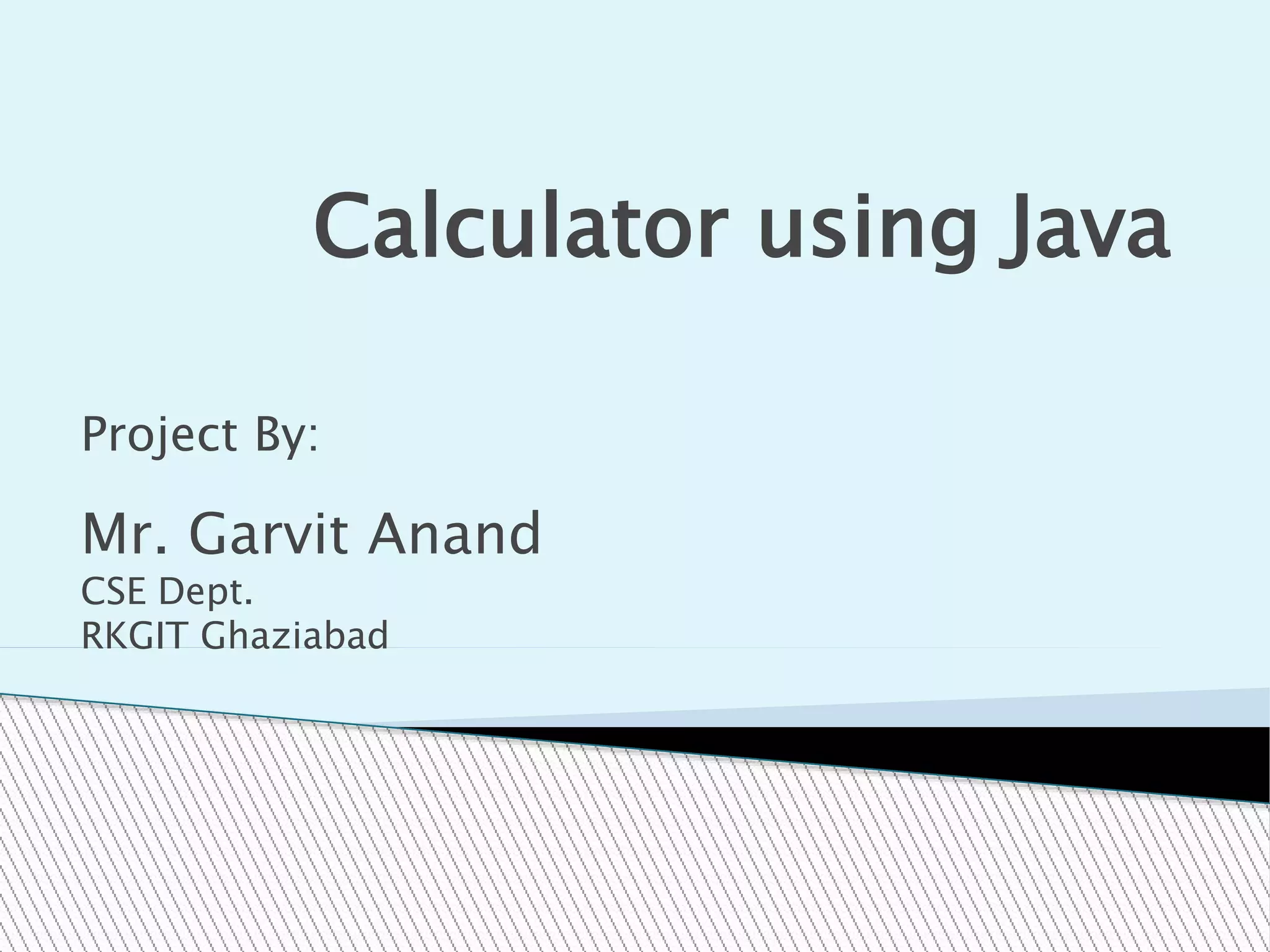 Calculator using Java | PPTX image.
