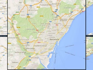 Autovies i Autopistes
Per carretera, Barcelona es troba a una
distància de 620 quilòmetres de Madrid, 350
quilòmetres de València i 300 quilòmetres de
Saragossa. Per organitzar el viatge el més
recomanable és utilitzar els planificadors de
rutes de Google Maps i la Guia Repsol.
 