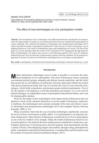 The effect of new technologies on civic participation models