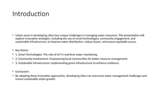 Innovative Approaches to Urban Water Management in Developing Cities.pptx