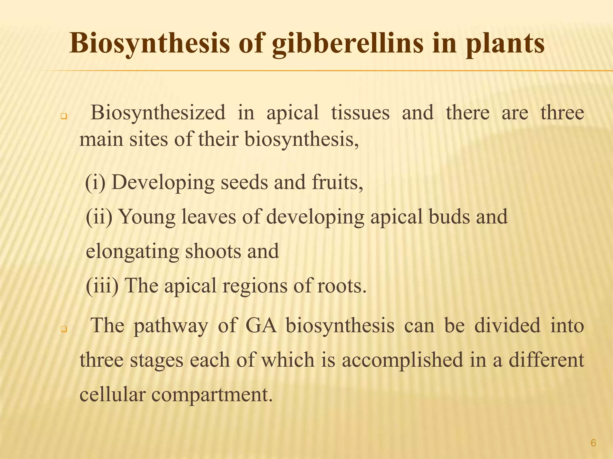 MOLECULAR AND BIOCHEMICAL STEPS IN SYNTHESIS OF GIBBERELLINS IN PLANTS ...
